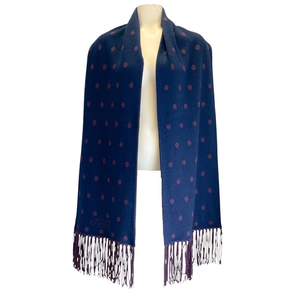 Chanel Blue / Purple 2008 Crystal CC Dot Pattern Fringe Cashmere Knit Scarf - Picture 2 of 12